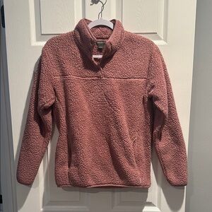 Pink Cowl Turtleneck Sweater with Fluffy Texture and Relaxed Fit